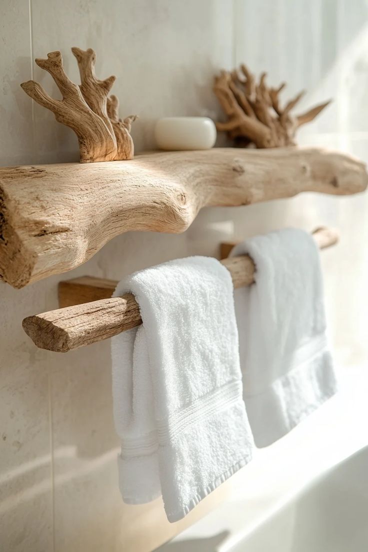 Driftwood Bathroom Shelf & Towel Bar
