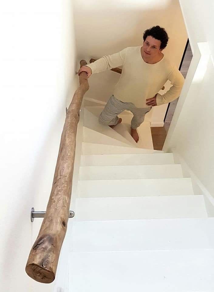 Natural Wood Stair Handrail (1.8m)